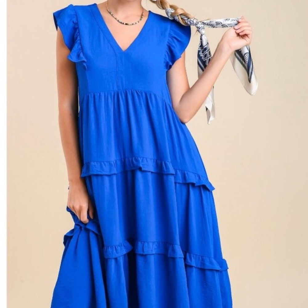 Umgee Royal Blue Ruffle Dress